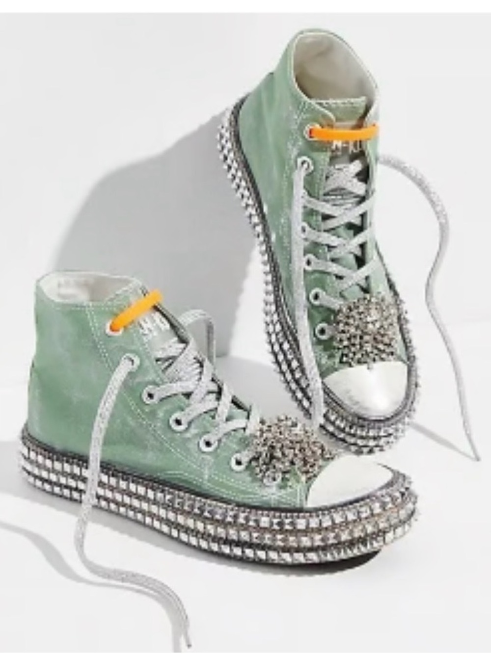New Nan-Ku Embellished Sneakers Free People in Aloe